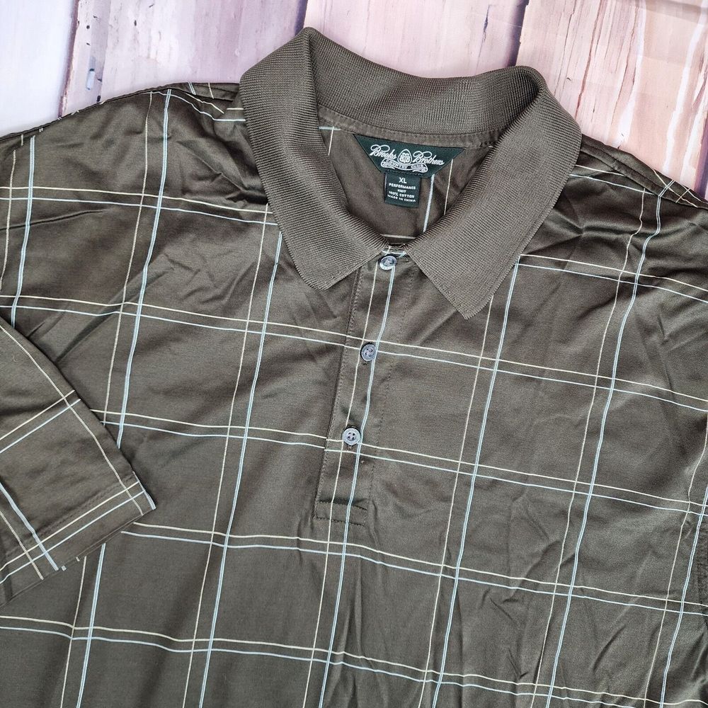 Brooks Brothers Country Club Mens XL Polo Shirt Golf Performance Knit Green Logo